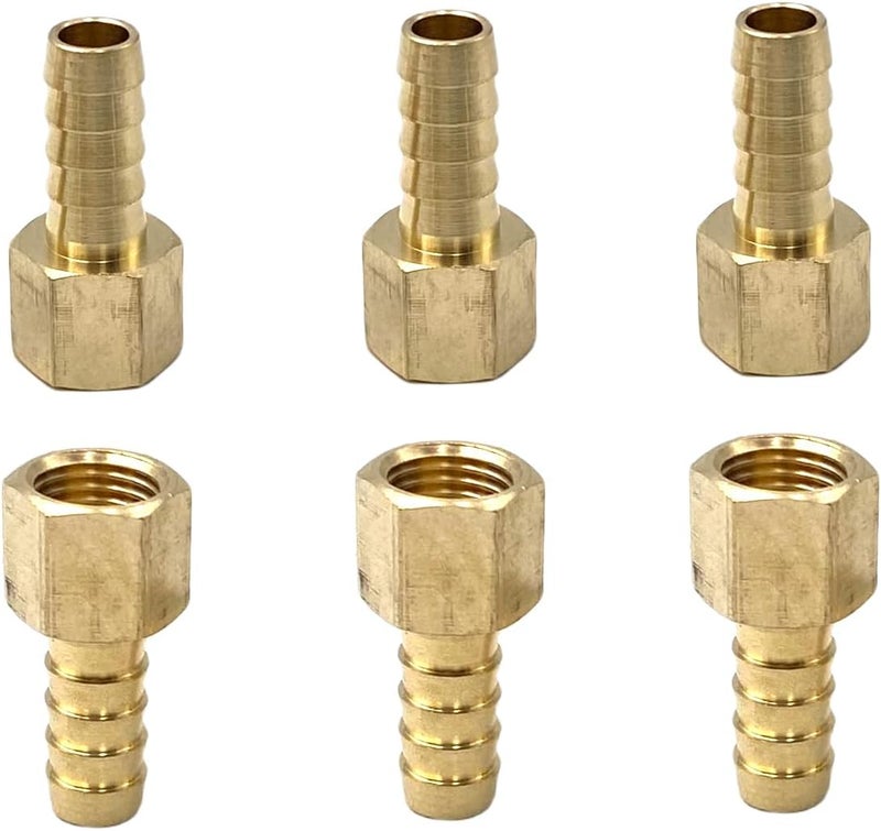 Bumugufu 6 Pcs 1/4 Inch NPT Female to 3/8 Inch Barb Fittings,3/8" Barb x 1/4" FNPT Brass Pipe Connector for Compressor, Fuel, Oil, Gas - Image 4